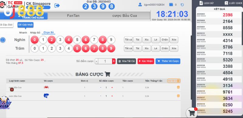 Hướng dẫn đặt cược xổ số nước ngoài tại nhà cái BJ888